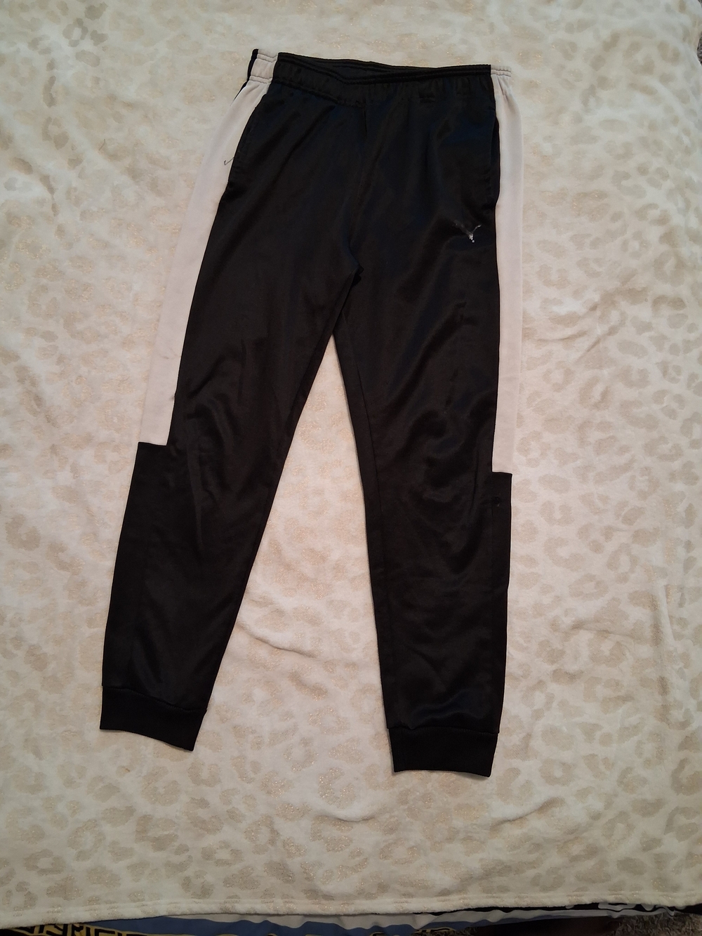 Puma Black Track Pants with Cream Side Panels